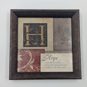 Anne Lapoint "Hope" Framed 12" Square Wall Art | Brown, Burgundy, Cream, Bronze